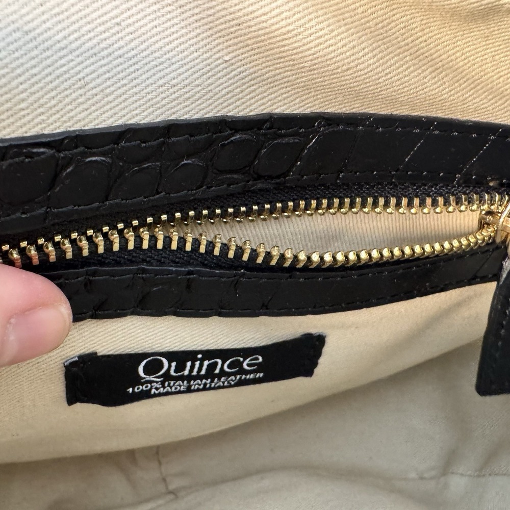 Quince Gemma Black Croc Leather Crossbody Bag Purse - Picture 6 of 11